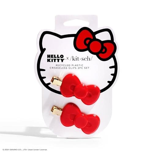 Hello Kitty x Kitsch Creaseless Hair Styling Pins - No Crease Clips for Makeup & Hairstyling | Pin Curl Hair Pins, 2pc Set - Red Kitty Bow - Image 1