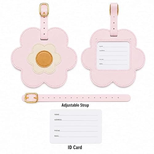 WORLD TRAVELER Womens Luggage Tag Cute Suitcase Identifiers with Strap | Faux Leather Build, Slim Lightweight Feel Fits Any Bag, Interior Pockets Keep Cards thumbnail 6