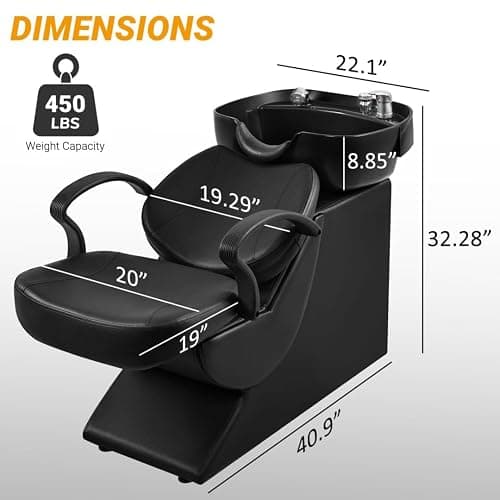 Seogwisam Shampoo Bowl and Chair Set for Salon, Backwash Barber Chair,ABS Plastic Shampoo Bowl Sink Unit w/Storage Box for Beauty Spa Barbershop thumbnail 3