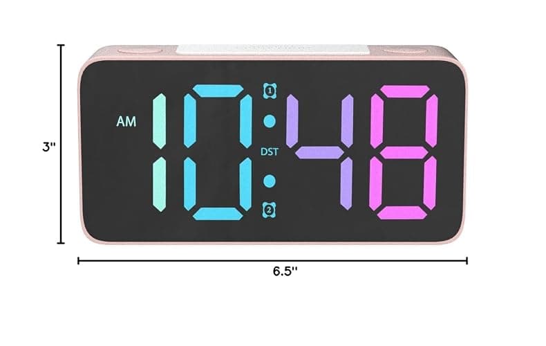 Cadmos Super Loud Alarm Clock for Heavy Sleepers Adults,Digital Clock with 7 Color NightLight,Adjustable Volume,USB Charger,Small Clocks for Bedrooms Bedside,ok to Wake for Kids,Teens (Pink+RGB) - Pink+rgb thumbnail 8