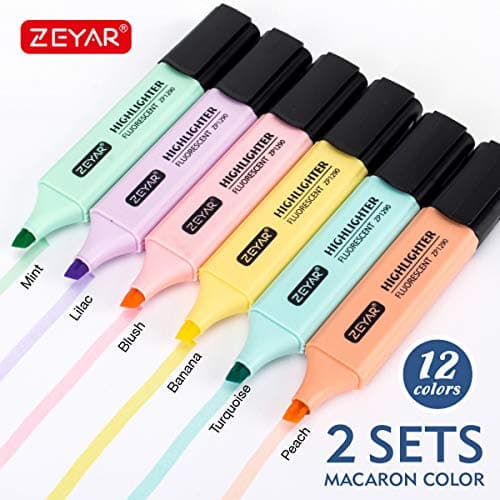 ZEYAR Highlighter, Macaron Colors Chisel Tip Marker Pen, AP Certified, Assorted Colors, Water Based, Quick Dry(2 Sets Macaron) thumbnail 3