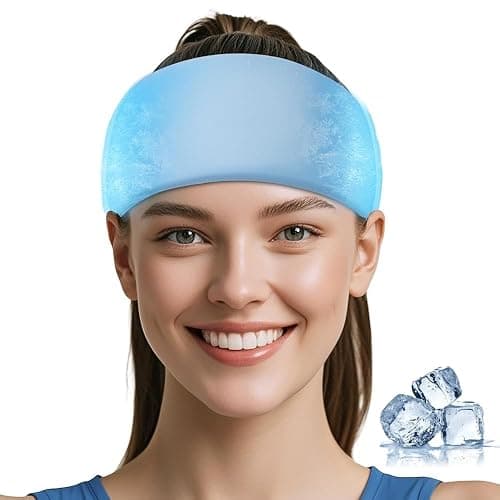 Migräne Kopfschmerz Linderungsband, Flexibles Kühl-Gel-Kopfband, beruhigende EIS-Kopfmaske zur Linderung von Kopfschmerzen, Migräne, Fieber, Verspannungsstress und Kater (hellblau) - Image 1