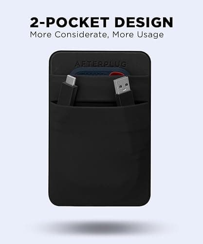 Afterplug 2-Pocket Adhesive Pouch for Laptop, Compatible with External Portable SSD, Magic Mouse, USB Cable and More - Black thumbnail 4