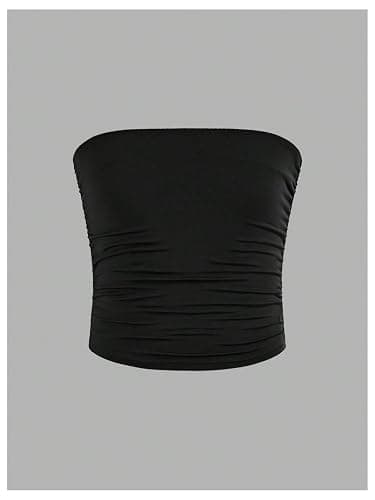 Milumia Girl's 3 Pack Tube Tops Shirt Ruched Strapless Sleeveless Solid Basic Bandeau Tops thumbnail 3