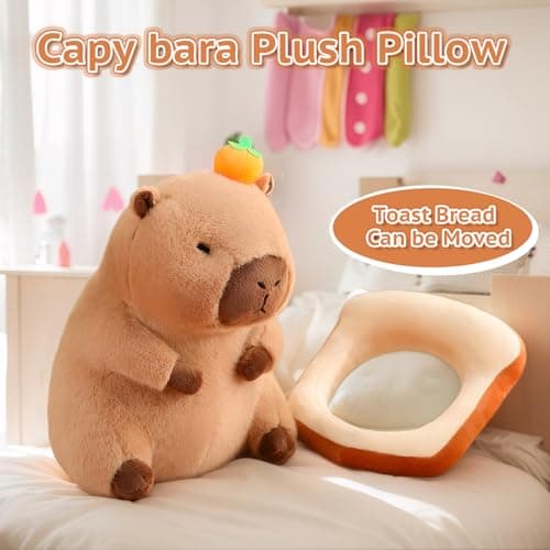 NXNYNZ 12 Inch Cute Capybara Plush Kawaii Soft Capybara Plush Doll Pillow with Bread Capybara Stuffed Aniamls Toys for Girls Children Adults Birthdays Valentines Gift (Capybara Stuffed Animals) thumbnail 5