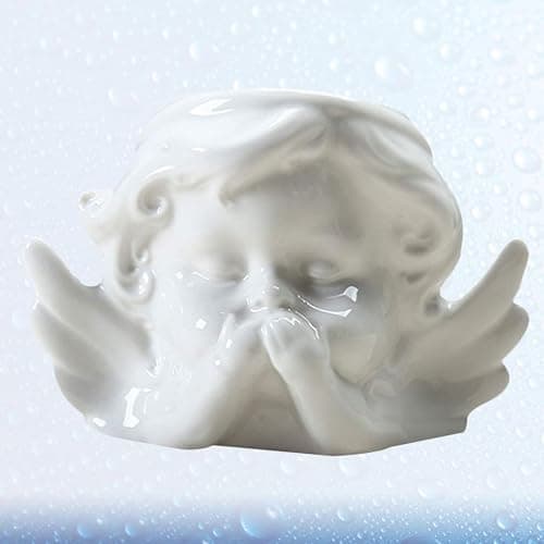 Vaguelly Cute Succulent Planter Angel Statue Head Face Planter Pot Ceramic Flower Pot Cactus Container with Drainage Hole Pens Holder for Indoor Outdoor Garden Random Style White thumbnail 8