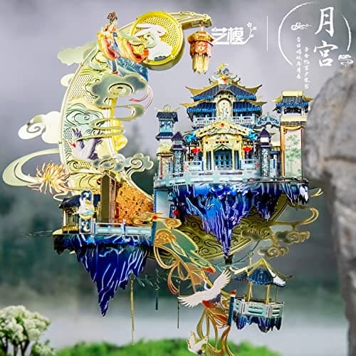 MU Moon Palace 3D Metal Puzzles for Adult to Build with Lighting Holder, DIY Metal Model Kits Building, Birthday Mother Day Mom Gift Desk Decor thumbnail 7