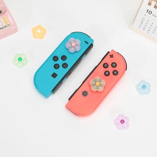 PERFECTSIGHT Cute Glitter Flower Thumb Grip Caps Compatible with Nintendo Switch/OLED/Switch Lite Console, Button Cover for NS Joycon Controller, 6PCS Kawaii Joystick Cap Flower thumbnail 5