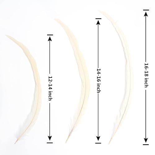 THARAHT 50PCS Rooster Coque Tail Feathers Bulk Natural 12-14Inch 30-35cm for Crafting Wedding Fly Tying Feather Party Performances DIY Decoration Rooster Tail Feather,White thumbnail 3