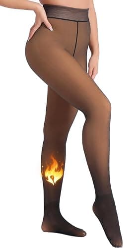 MERYLURE Fleece Lined Tights Women Fake Translucent Winter Warm Thick Pantyhose Thermal Sheer Leggings for All Skin Tone - Image 1