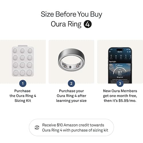 Oura Ring 4 - Brushed Silver - Size 7 - Smart Ring - Unique Sizing, Not Standard US Ring Sizes - Size First - Sleep Tracking Wearable - Heart Rate - Fitness Tracker - Up to 8 Days of Battery Life - Brushed Silver - 7 thumbnail 3
