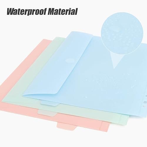 Uquelic A4 Binder, Folio Document Organizer, 3 Ring Folder Letter Size | Cute 12-Pocket Life Binder for Paper, Files, Photos, Letters, Cards (Clear-Macaron) thumbnail 8