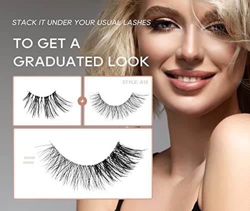 Onlyall Natural Lashes Half Lashes Natural Look False Wispy Eyelashes Clear Band Lashes Pack 3D Faux Mink Lashes 7 Pairs C03 thumbnail 5