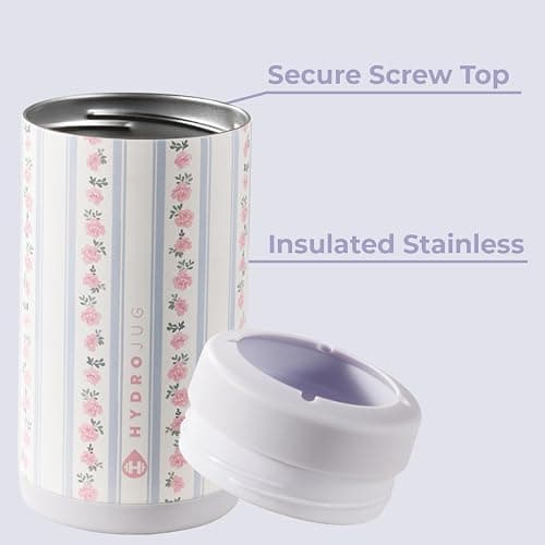 HydroJug Slim Can Cooler 12 oz, Stainless Steel Can Holder, Primrose | Fits 12 oz slim cans, double-wall insulated, snug fit wings, screw-top lid, cup holder friendly, dishwasher safe thumbnail 4