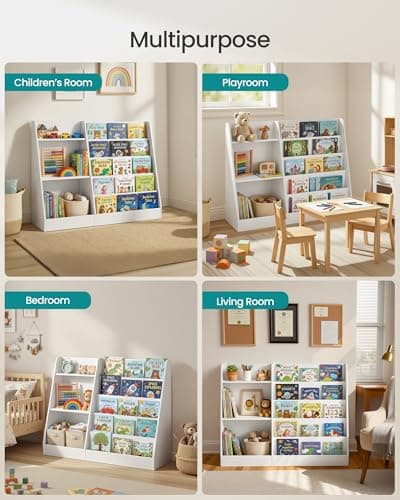 SONGMICS Custos Collection - Book and Toy Storage Organizer, 5-Tier Montessori Kids Bookshelf and Toy Storage Shelf, for Children's Room, 11.8 x 40.8 x 31.5 Inches, Cloud White UGKR077WZ01 thumbnail 6