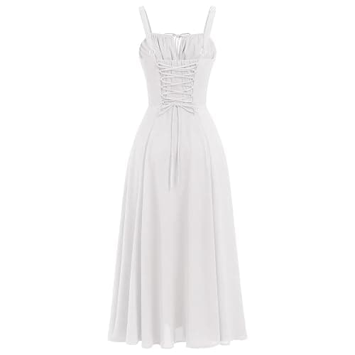 ABEHIK Women Floral Corset Dress Summer Dress 2025 Boho Flowy Slit Lace Up Midi Dresses Going Out A Line Casual Sundress thumbnail 2