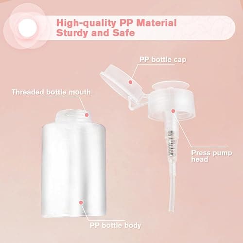 Pump Dispenser-Refillable Cosmetic Push Down Pump Dispenser-PP Material Alcohol Dispenser-Empty Makeup Acetone Containers for Acetone Nail Polish Remover,Nail Care,and Alcohol (3PCS) thumbnail 4