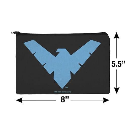 Batman Nightwing Logo Pencil Pen Organizer Zipper Pouch Case thumbnail 3