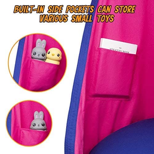 Y- STOP Kids Pod Swing Seat, Hanging Hammock Chair Swing with Inflatable Pillow, Sensory Swing Chair with Pocket for Outdoor and Indoor (Pink and Blue) thumbnail 5