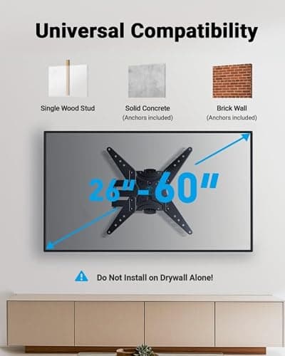 PERLESMITH TV Wall Mount (Fits 27-60" TVs/Single Wood Stud) thumbnail 2