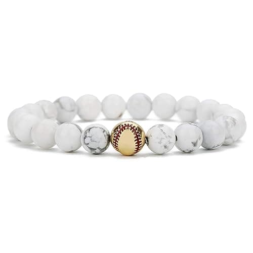Soccer Bracelet Soccer gifts Lava Stone/White Howlite Beaded Bracelet Sports Jewelry for Girls Boy Gift thumbnail 4