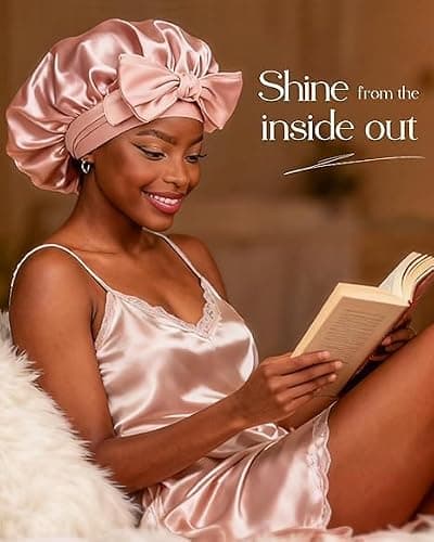 YANIBEST Silk Satin Bonnet for Sleeping Women Double Layer Satin Lined Hair Bonnet with Tie Band Curly Natural Hair thumbnail 3