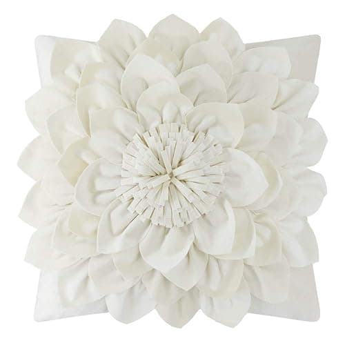 OiseauVoler Decorative Throw Pillow Covers Cream White Floral 18 x 18 Inch | Vintage Pillowcases for Bed Couch Living Room Boho Farmhouse with Zipper Neutral Colors Washable Dog Hair Resistant Unique - Image 1