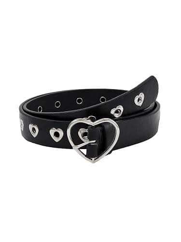 Black Heart Belt - Silver Buckle - Image 1