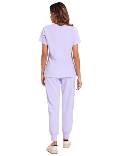 COZYFIT Scrubs for Women Set - Stretch V-Neck Scrub Top & Jogger Pant with 8 Pockets thumbnail 2