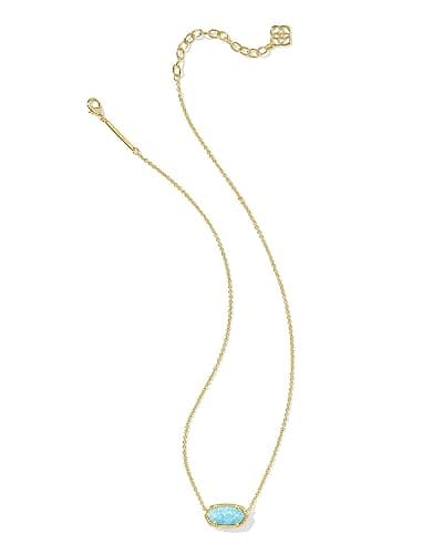 Kendra Scott Elisa Pendant Necklace for Women, Fashion Jewelry, Gold-Plated Brass, Light Teal Kyocera Opal thumbnail 2