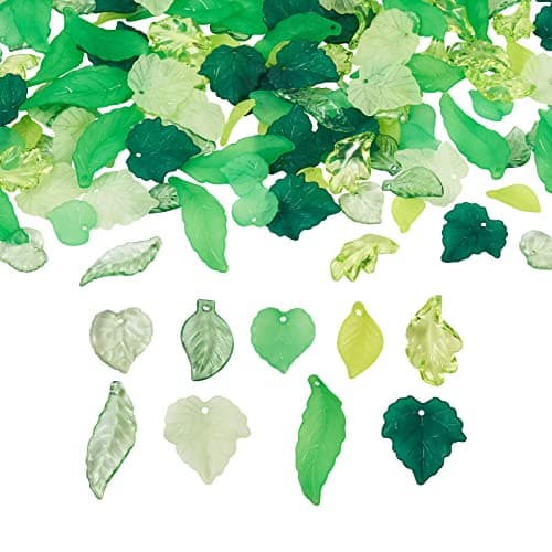 Craftdady Leaf Bead Charms Transparent Maple Leaves Pendants Hanging Ornament Cute Charms Earring Charms for Necklaces Bracelet Jewelry Craft Making - Image 1