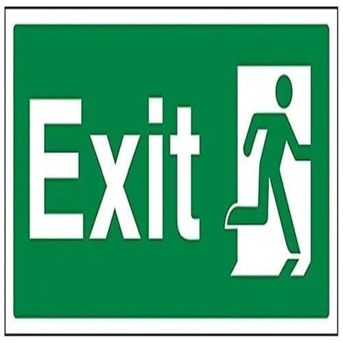 V Safety 21009AY-R Final Exit Man Right Sign - Landscape - 300mm x 150mm - 1mm Rigid Plastic, Green - Image 1