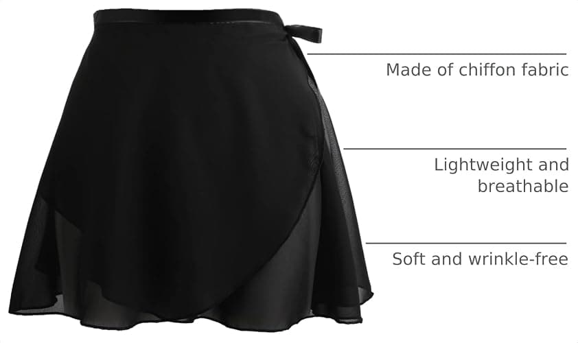 Yolev Women's Ballet Wrap Skirt Chiffon Dance Wrap Skirt with Adjustable Waist Tie Gymnastics Ballet Skirts for Women thumbnail 4