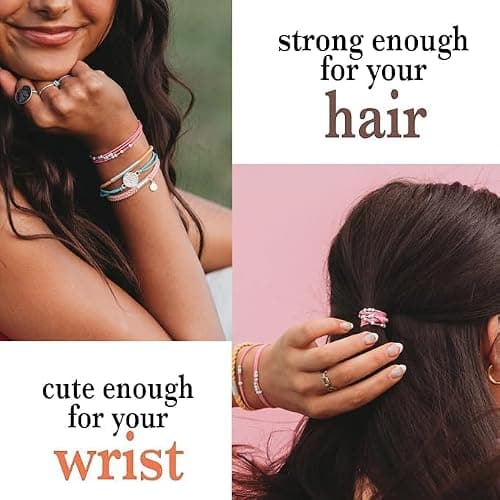 K'lani Embrace Hair Tie Bracelets - Elastic Ponytail Holder - Medium | Doubles as stylish jewelry; strong-hold ponytail holder; gift for birthdays, Mother's Day & graduation; set of 5 thumbnail 2