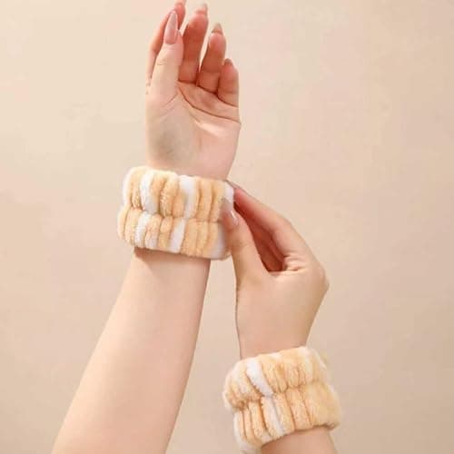 Cute Spa Headband and Wristband Set for Women Kawaii Cat Ear Yellow Makeup Headband for Washing Face (3PCS, Yellow) thumbnail 5