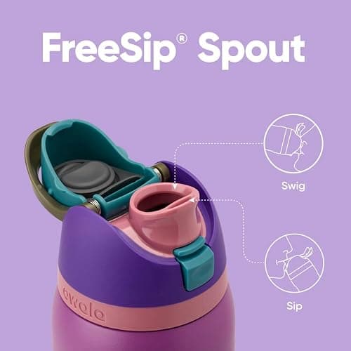 Owala FreeSip Insulated Stainless Steel Water Bottle with Straw for Sports and Travel, BPA-Free Sports Water Bottle, 24 oz, Blue/Green Forest Fairy thumbnail 2