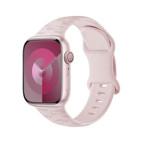 Engraved Band Compatible with Apple Watch Bands 40mm 41mm 42mm 44mm 45mm 38mm 46mm 49mm for Women, Cute Cartoon Cat Soft Silicone Strap for iWatch bands Series 10 9 8 7 6 5 4 3 2 1 SE - Pink 1 - 38/40/41/42mm (Series10) thumbnail 2