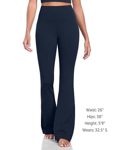 HeyNuts Harmony Flare Leggings 29"/30.5"/32.5"/34.5", High Waisted Tummy Control Wide Leg Bootcut Yoga Pants Lounge Soft thumbnail 2