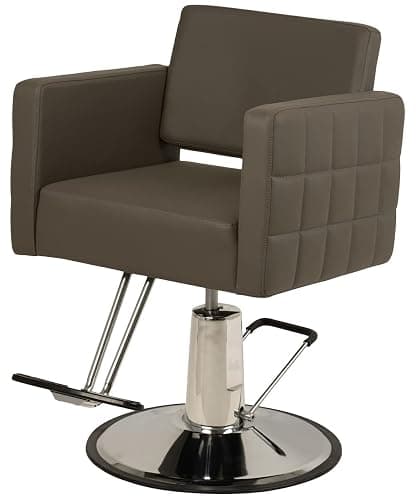 Buy-Rite Icon Salon Styling Chair - Gray Hydraulic Chair with Extra-Wide Seat, Quilted Vinyl Design, Steel Frame & 23" Round Base for Professional Stylists & Barbers, YLG-192-GRY - Image 1