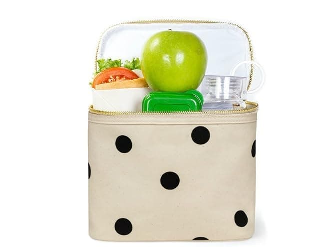 Kate Spade New York Insulated Soft Cooler Lunch Tote with Double Zipper Close and Carrying Handle, Big Deco Dot thumbnail 6