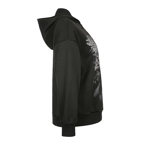 FeMereina Women's Y2k Zip Up Hoodies Long Sleeve Graphic Star Print Hooded Jacket Oversized Goth Harajuku Sweatshirt Punk Grunge Streetwear thumbnail 4