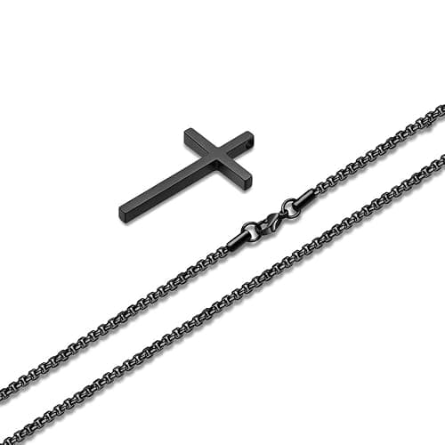 M MOOHAM Cross Necklace for Men Teen Boys 16-30 Inch | Silver Black Gold Stainless Steel Cross Chain Cross Pendant, Jewelry Gifts for Teenage Boys Men thumbnail 8