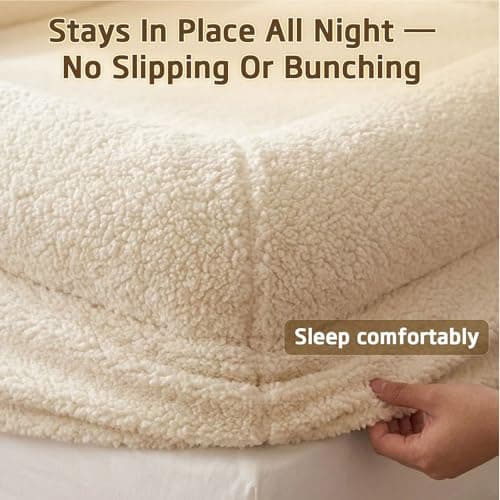 Bed Sheet with Padded Borders –Sherpa Fitted Sheet with Raised Edges for Secure Sleep, Soft Nest-Like Enclosure, Non-Slip Deep Pocket, Breathable & Machine Washable,Full: 75" x 54" x 14" thumbnail 3