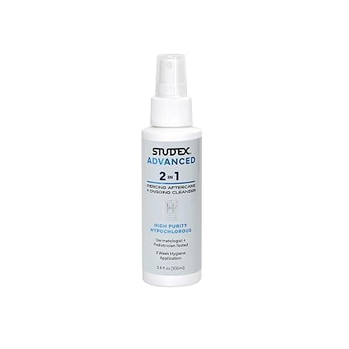 Studex Advanced 2-in-1 Piercing Aftercare & Cleanser – Hypochlorous Spray for Body and Ear Piercing, Hypoallergenic Formula for Sensitive Skin (3.4oz) - Image 1
