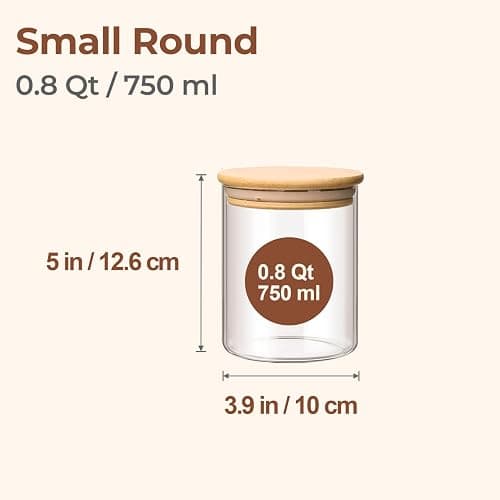 ComSaf 0.8 Qt Glass Food Storage Jars Set of 6, Clear Glass Storage Containers with Lids, Pantry Organization Jar, Spice Jar, Blooming Tea, Coffee and Sugar Container, Small Canister Set for Kitchen thumbnail 3