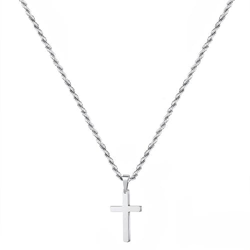 ShiWuYou Men's Stainless Steel Nail Cross Pendant Necklace, Cross Necklace for Men,Stainless Steel Cross Necklaces, for Christian Birthday Christmas Easter Gifts Thanksgiving Day - Image 1