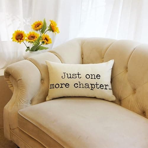 Ogiselestyle Just One More Chapter Lumbar Pillow Cover, 12 x 20 Inch Farmhouse Cushion Case Book Lover Decoration for Sofa Couch thumbnail 5