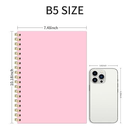 Ouzoustate Lined Spiral Notebook B5 Pink Hardcover Notebooks for Work -7.48" X 10.18" 4 Pack 7MM College Ruled,160 Pages 100GSM Thick Paper for Note Taking School Office Supplies thumbnail 2