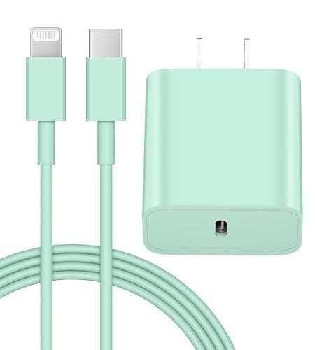 iPhone 14 13 12 Fast Charger 20W PD USB C Wall Charger with 6FT Fast Charging Cable for iPhone 14/14 Pro/14 Pro Max/14 Plus/13/12/11/Pro/Pro Max/Mini/Xs Max/X, iPad - Green - Image 1