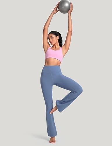 HeyNuts Harmony Flare Leggings 29"/30.5"/32.5"/34.5", High Waisted Tummy Control Wide Leg Bootcut Yoga Pants Lounge Soft thumbnail 4
